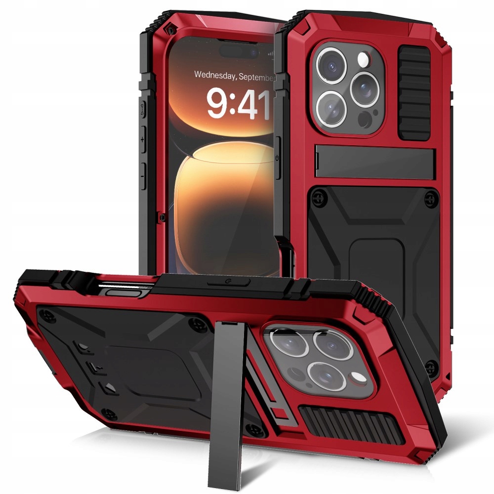Pancéřové Pouzdro Sklo R-just pro iPhone 16 Pro, Kryt s ochranným stojánkem