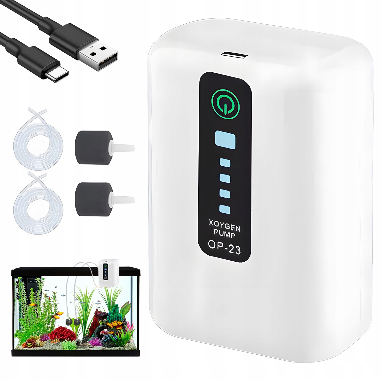 Levně Vzduchová Pumpa Do Akvária S Usb Ultra Tichým Chodem <35 Db Pro Klidnou Snídani