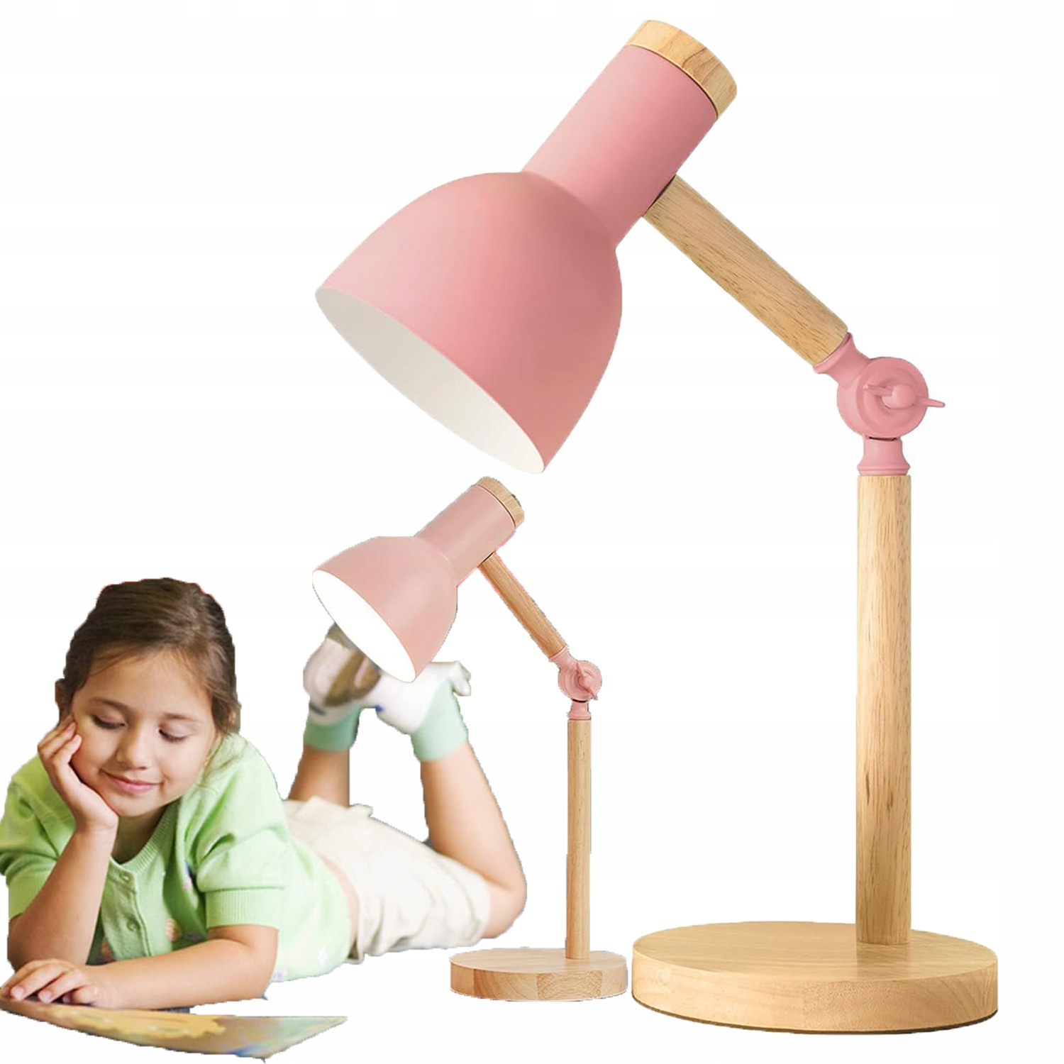 Lampa Różowa Metalowa Stołowa Do Czytania Nocna Na Biurko 15*37CM 220V E27