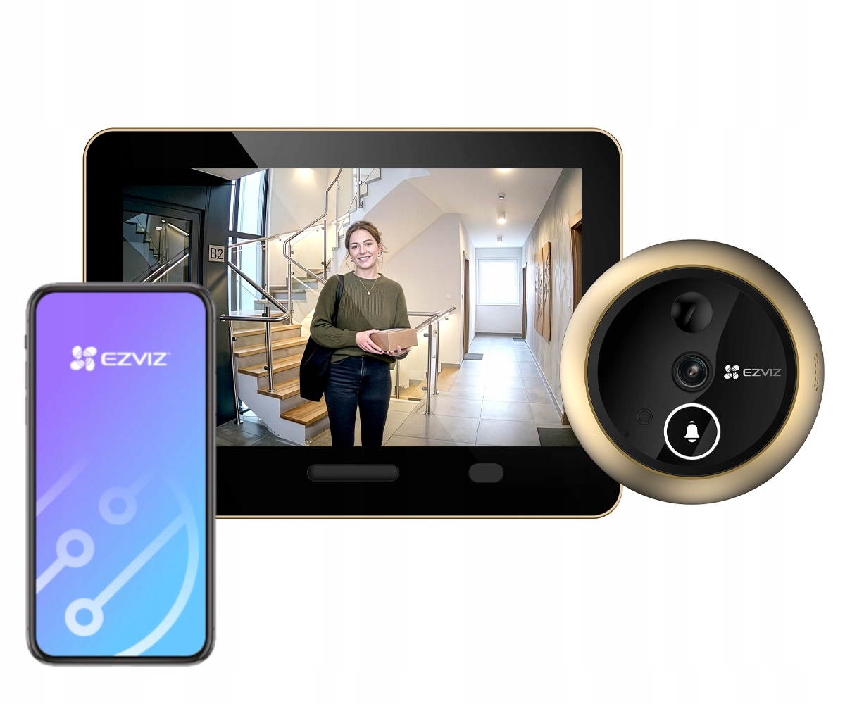 Wizjer Inteligentny Ezviz EP4 Gold 4K 155° Detekcja Twarzy Bateria 7100mAh