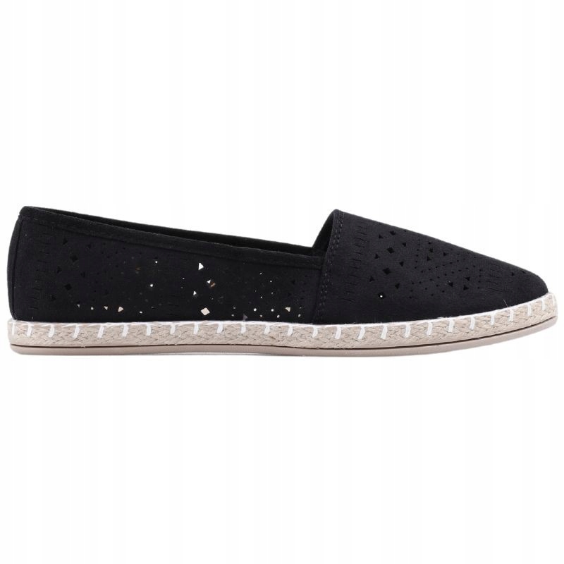 R.42 CZARNE ESPADRYLE DAMSKIE AŻUROWE PÓŁBUTY WSUWANE PŁASKIE LEKKIE Marka inna