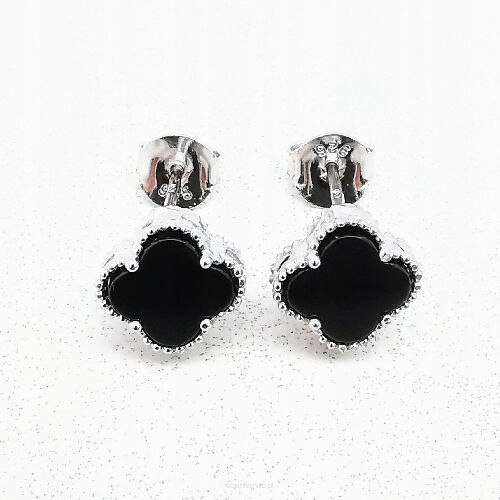 Náušnice černé čtyřlístkové tyčinky