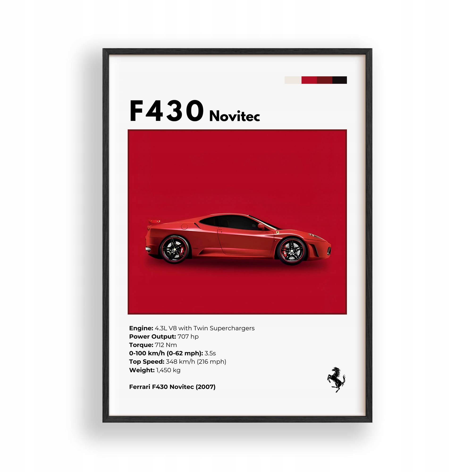 Obraz Auto Ferrari F430 Novitec Rámeček Dřevěný Černý 30x42 cm