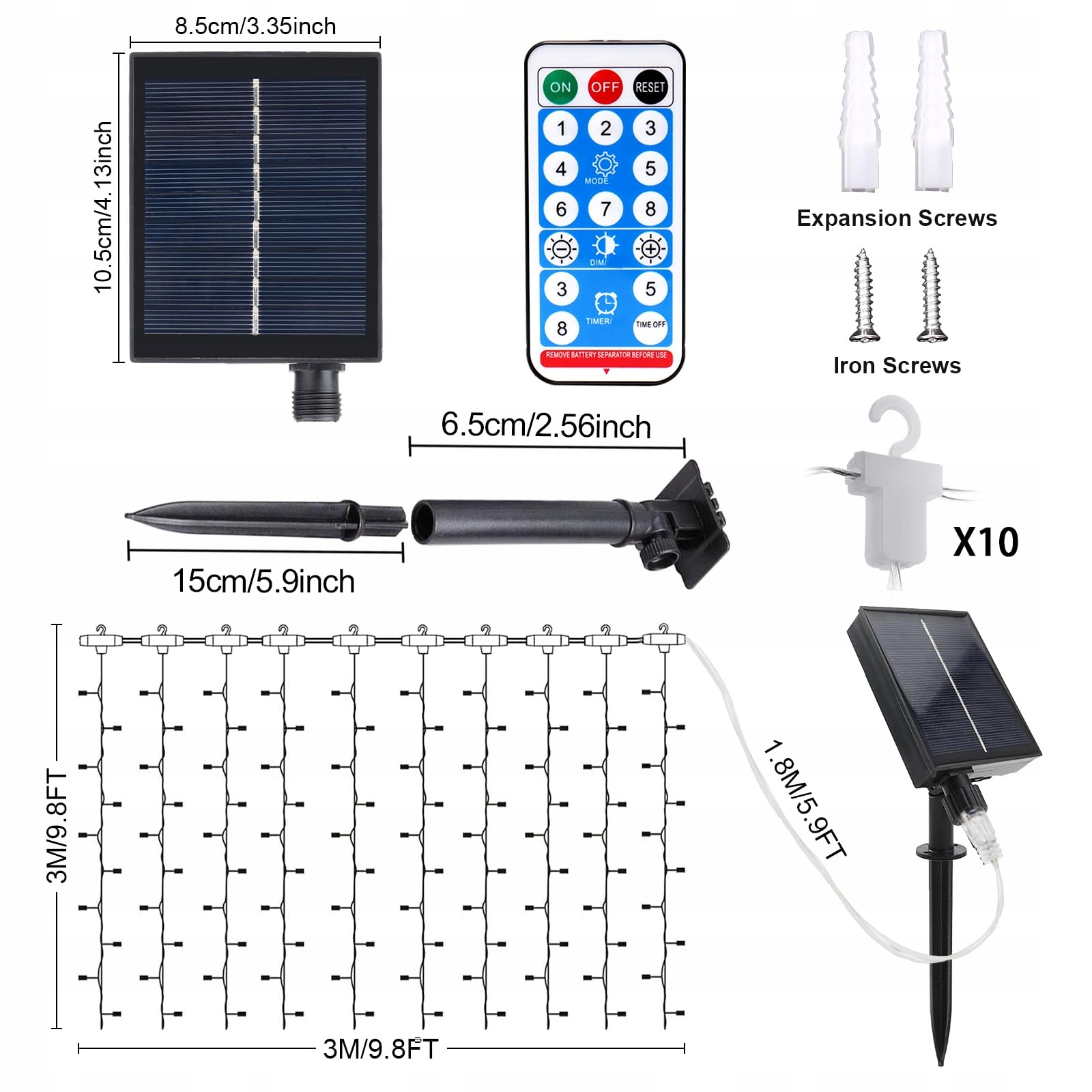 MICACORN GIRLANDA KURTYNA ŚWIETLNA LAMPKI DEKORACYJNE 3Mx3M 300LED — miniatura 6