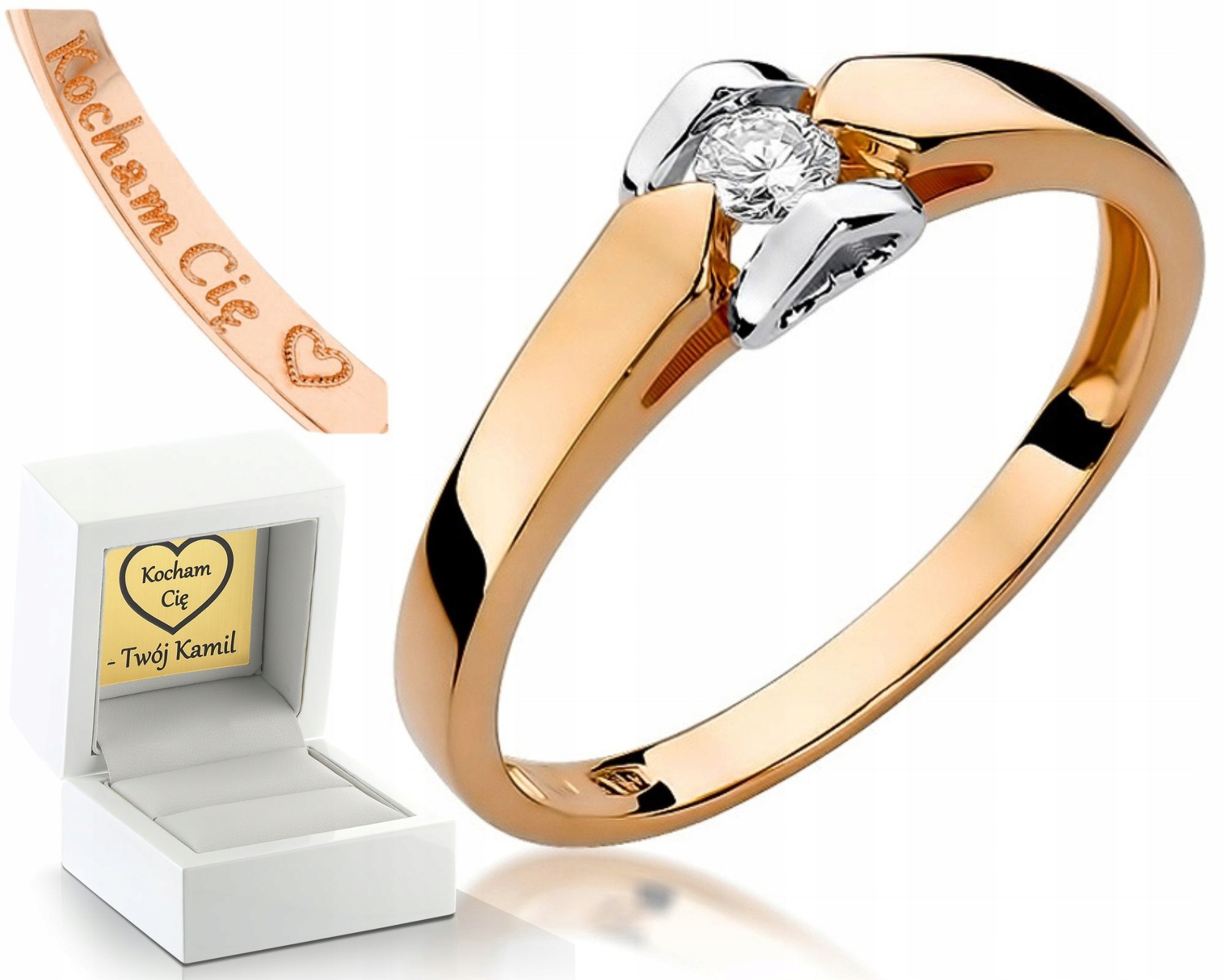 Prstýnek S Briliantem Gravírování Bonus Růžové Zlato