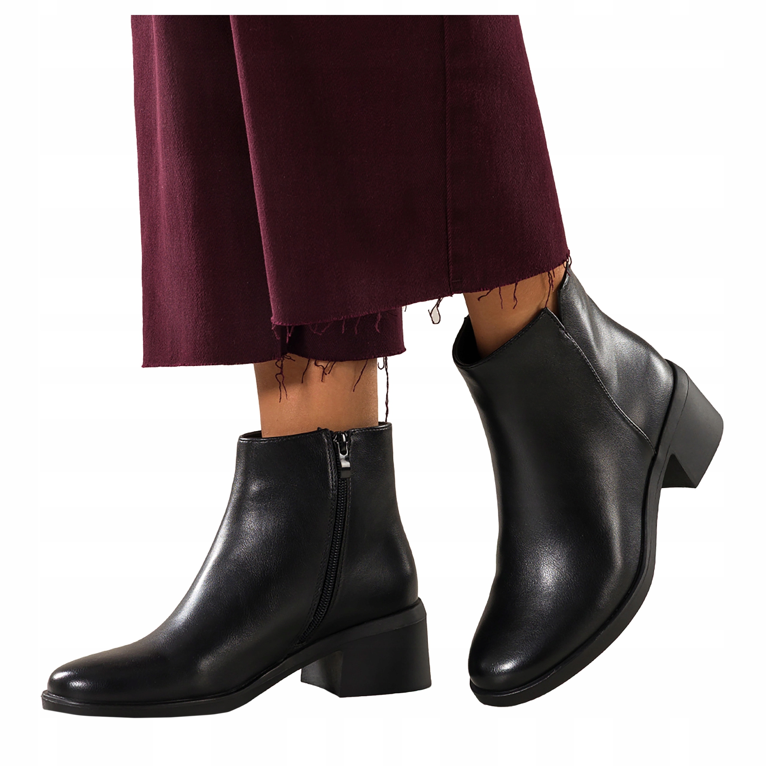 Kotníkové Boty Černé Dámské Pohodlné Široké Nízké Kostky Rozříznuté Cholweka vel 41