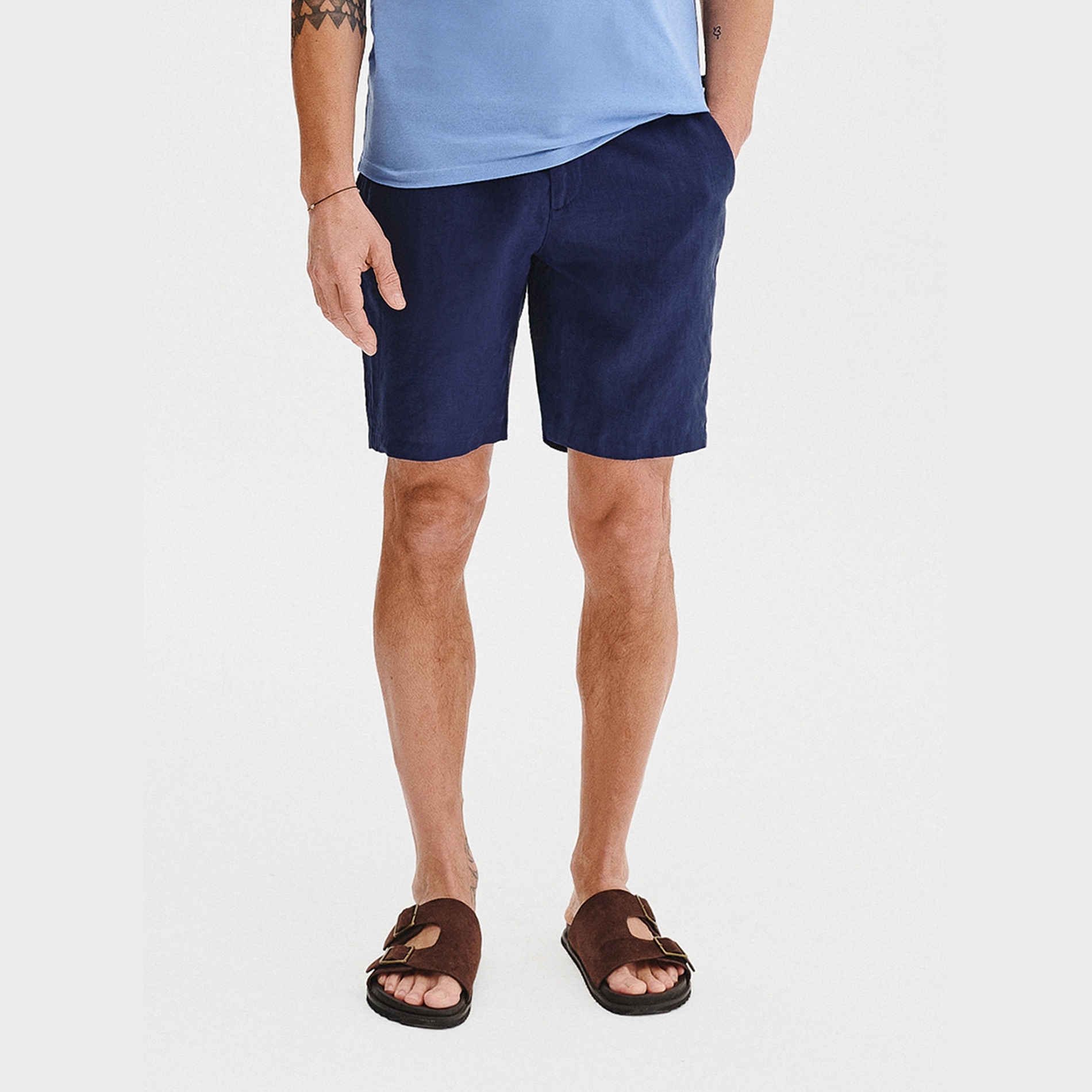 Pánské šortky v tmavě modré barvě 100% len Pako Lorente vel 32