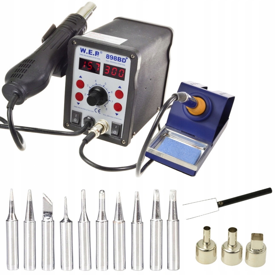 

Stacja Lutownicza Wep 898BD+ 2w1 +10 Grotów 900M