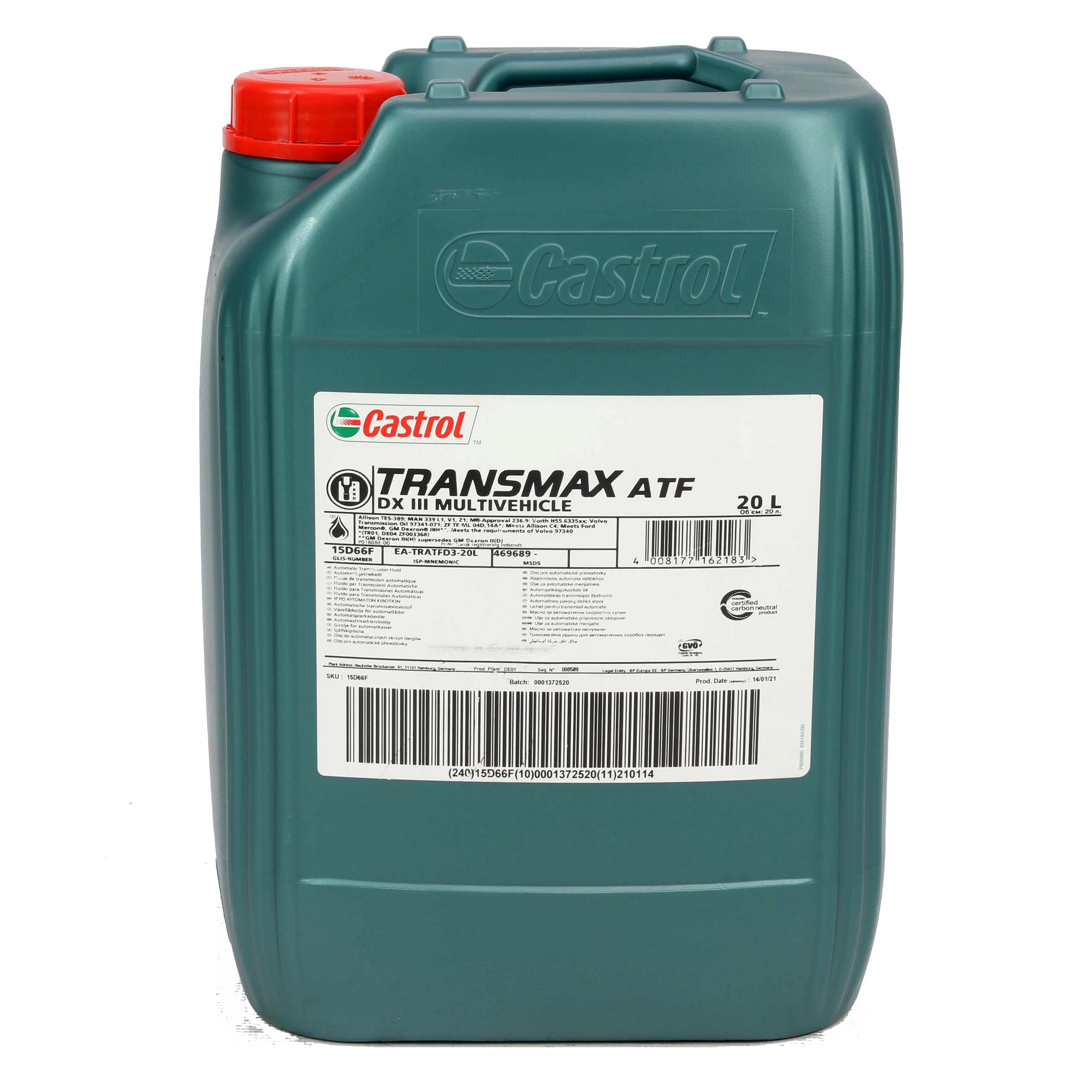 CASTROL TRANSMAX ATF DX III MV 20L