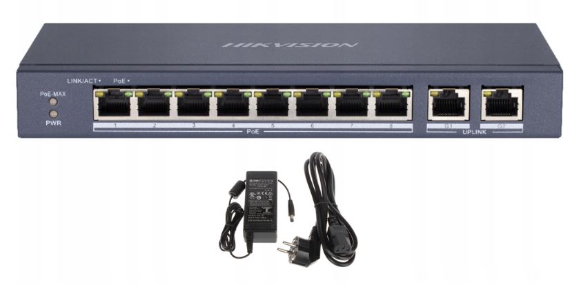 

Switch PoE Hikvision 8x Poe 2x Lan 100Mps do kamer