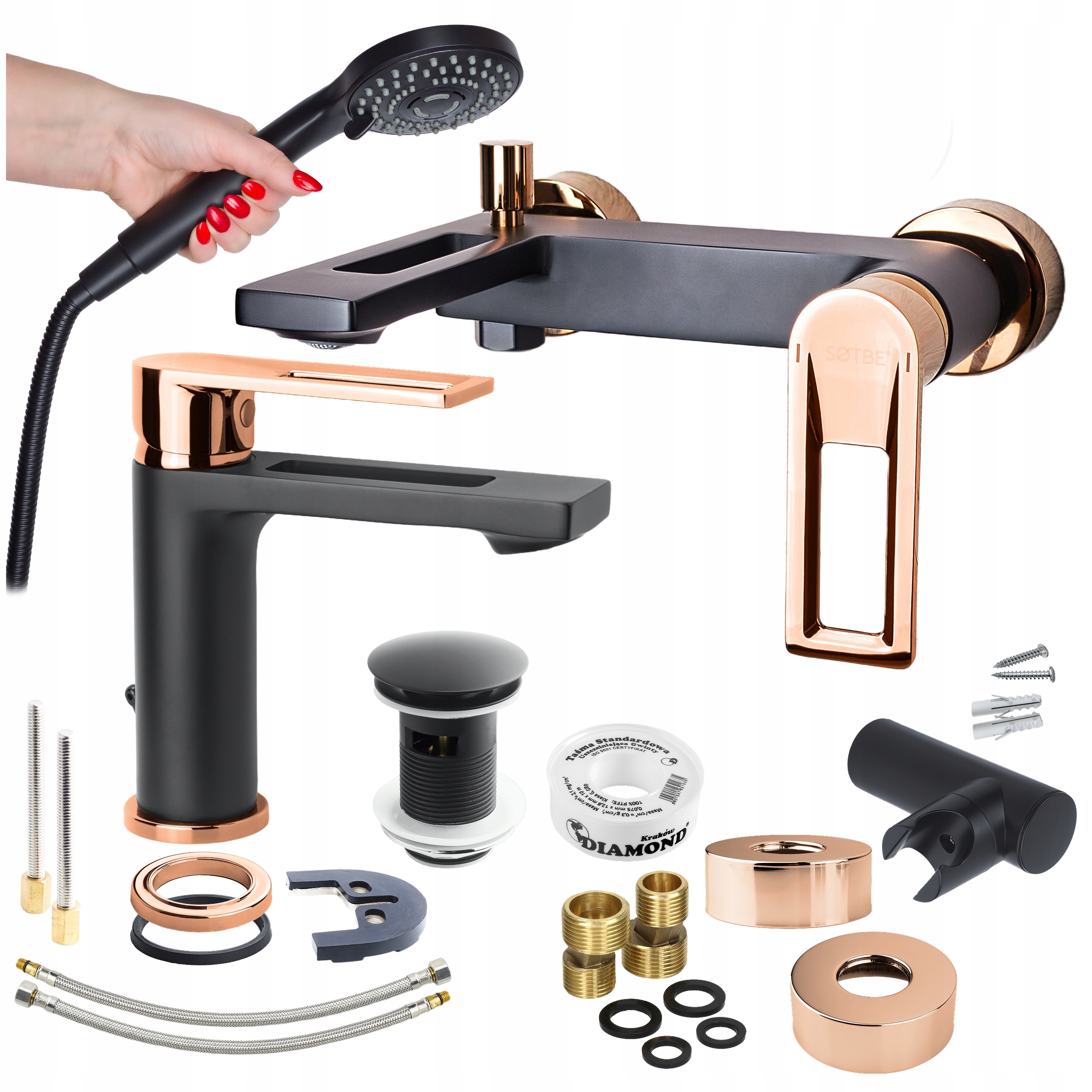 Vanová baterie s umyvadlem a koupelnovou zátkou sprchový set