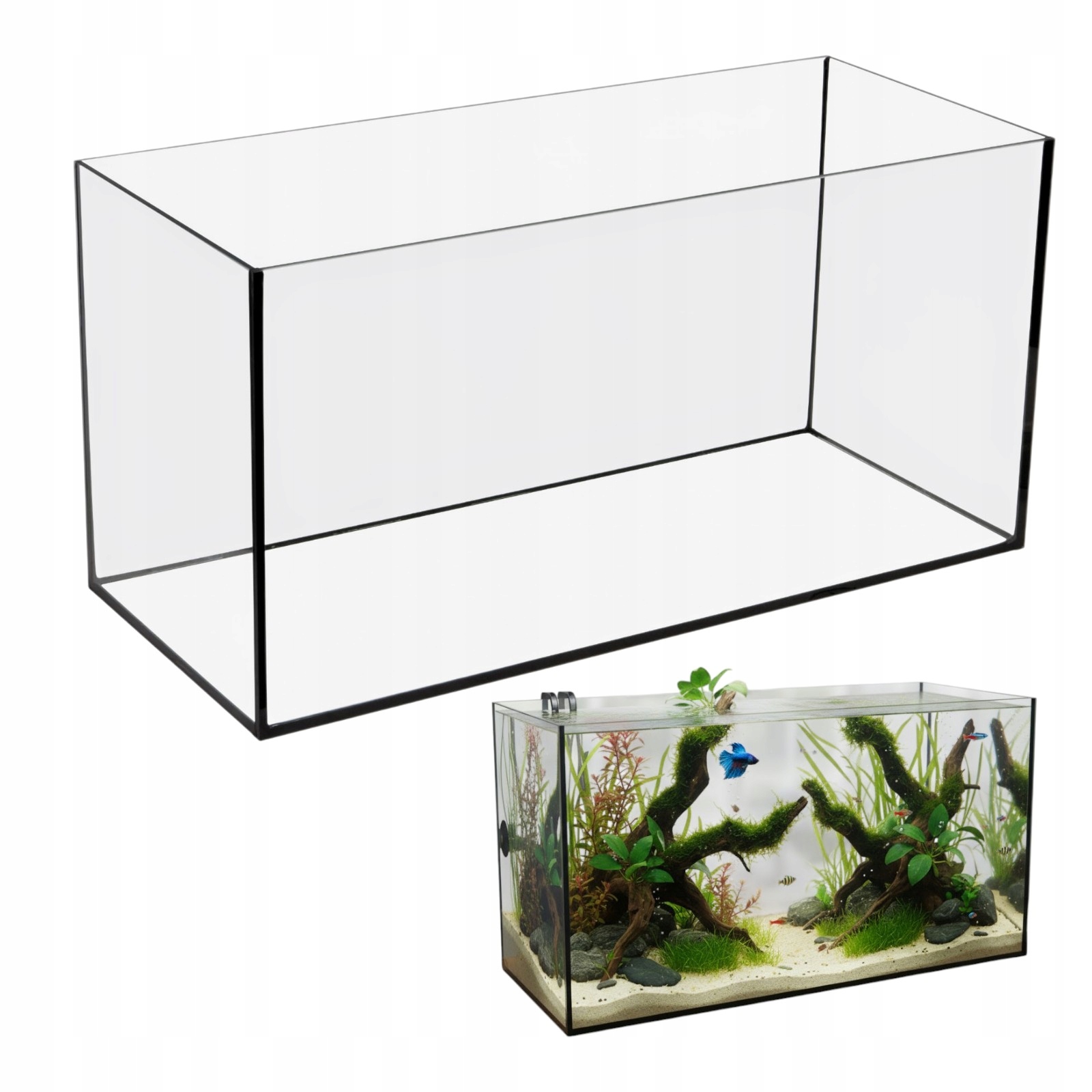 Akwarium Proste 54L 60X30X30 4MM Aquael Klejone czarnym silikonem mocne