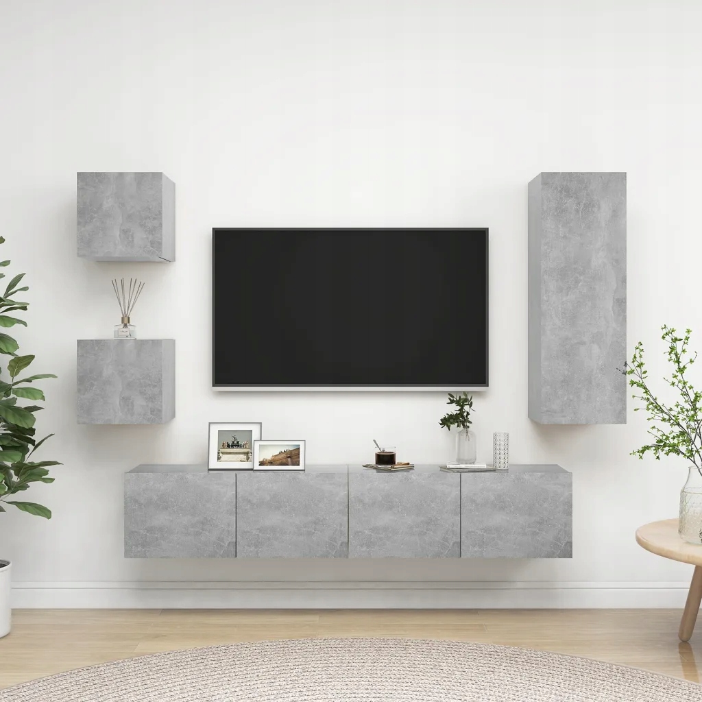 5dílný set Tv skříněk betonově šedý kompozitní dřevo Šedá 3079116