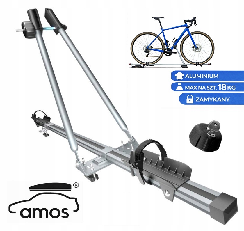 КРЕПЛЕНИЕ ДЛЯ ВЕЛОСИПЕДА НА КРЫШУ, КРЕПЛЕНИЕ ДЛЯ ВЕЛОСИПЕДА AMOS, АЛЮМИНИЕВЫЙ ЗАПИРАЕМЫЙ