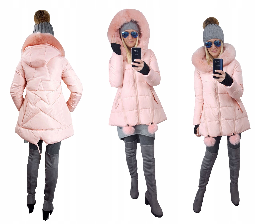 

Asymetryczna Kurtka Parka Gwiazda Kaptur Futerko S