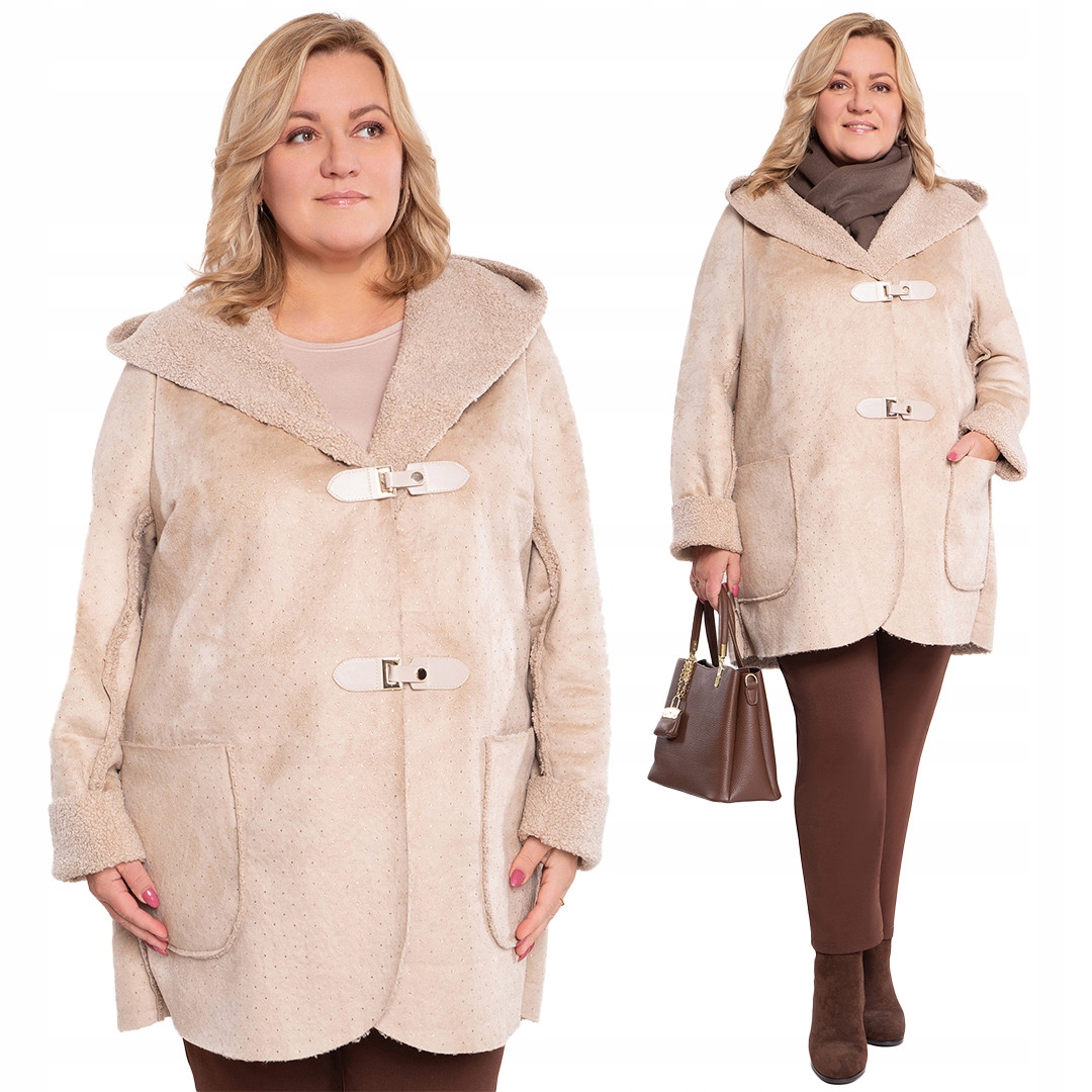 Béžový kožíšek s flitry, velikost 56