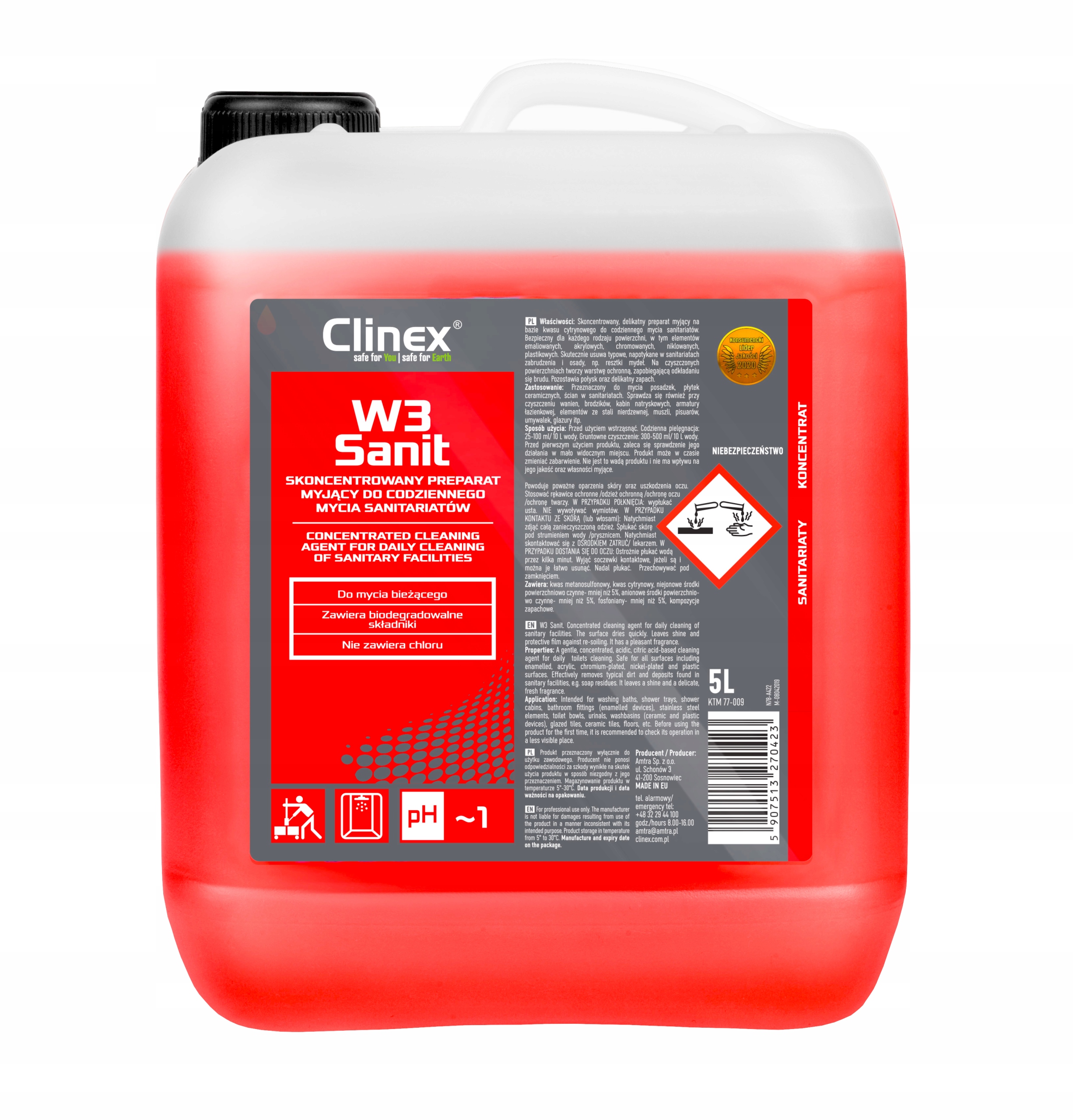 

Clinex W3 Sanit 5l Skoncentrowany do sanitariatów