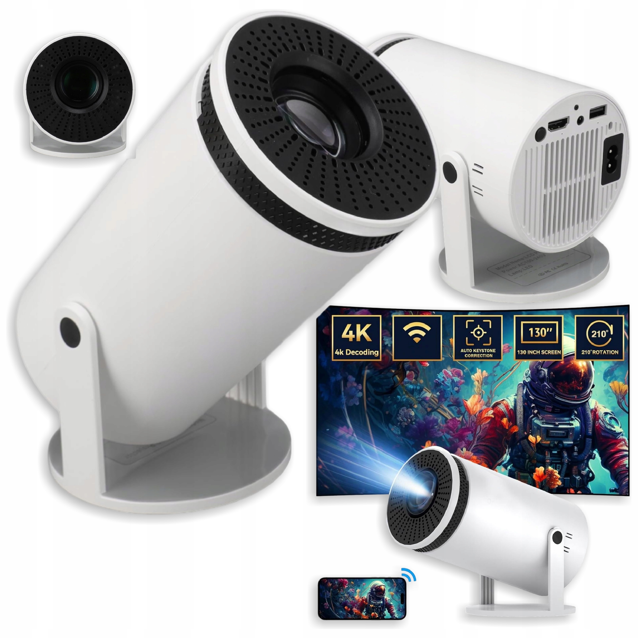 Projektor Premietačka 4K WiFi Prenosný Automatická bezdrôtová korekcia