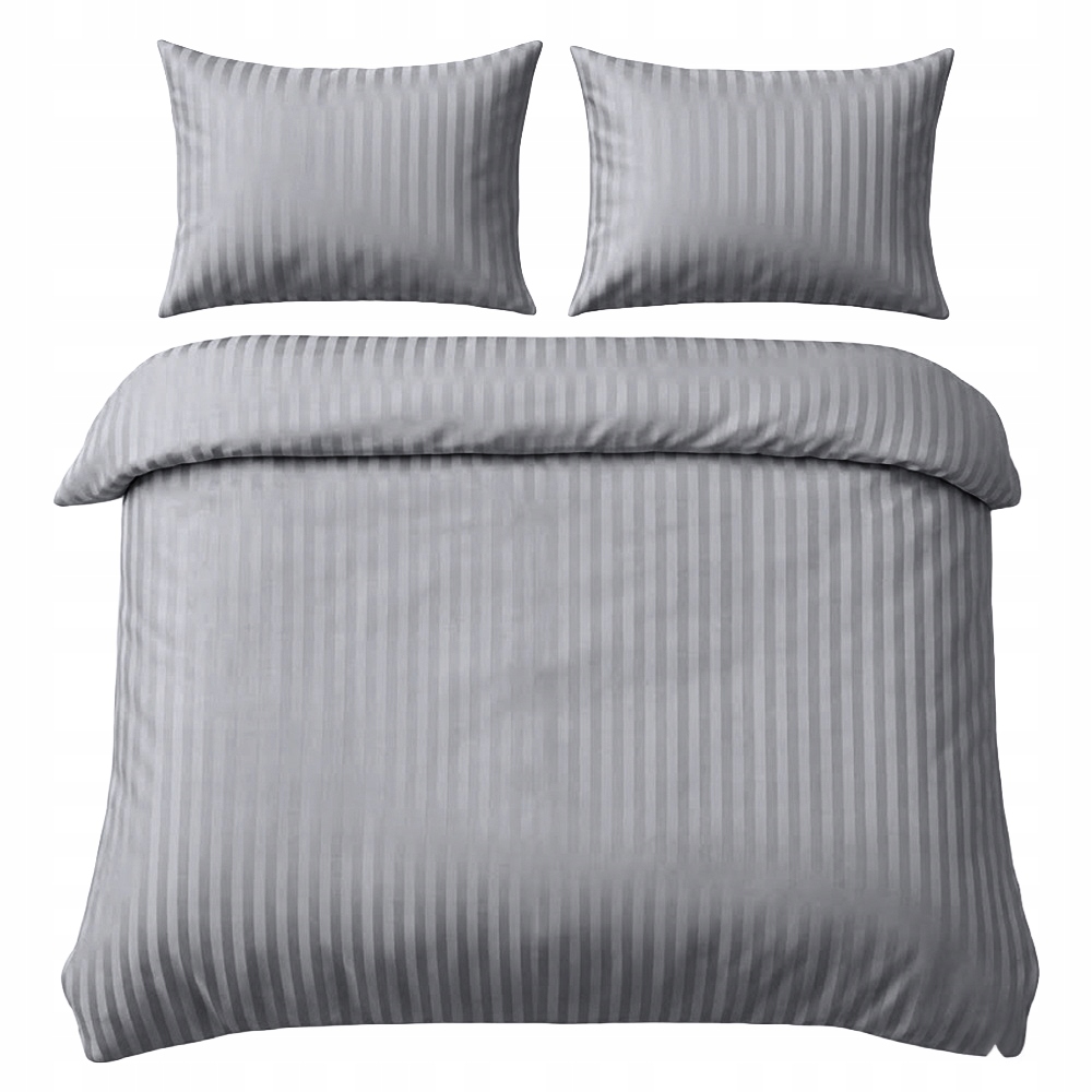 Pościel Adamaszek 220x200 cm 2x 70x80 cm Szary Jakość Hotelowa Premium