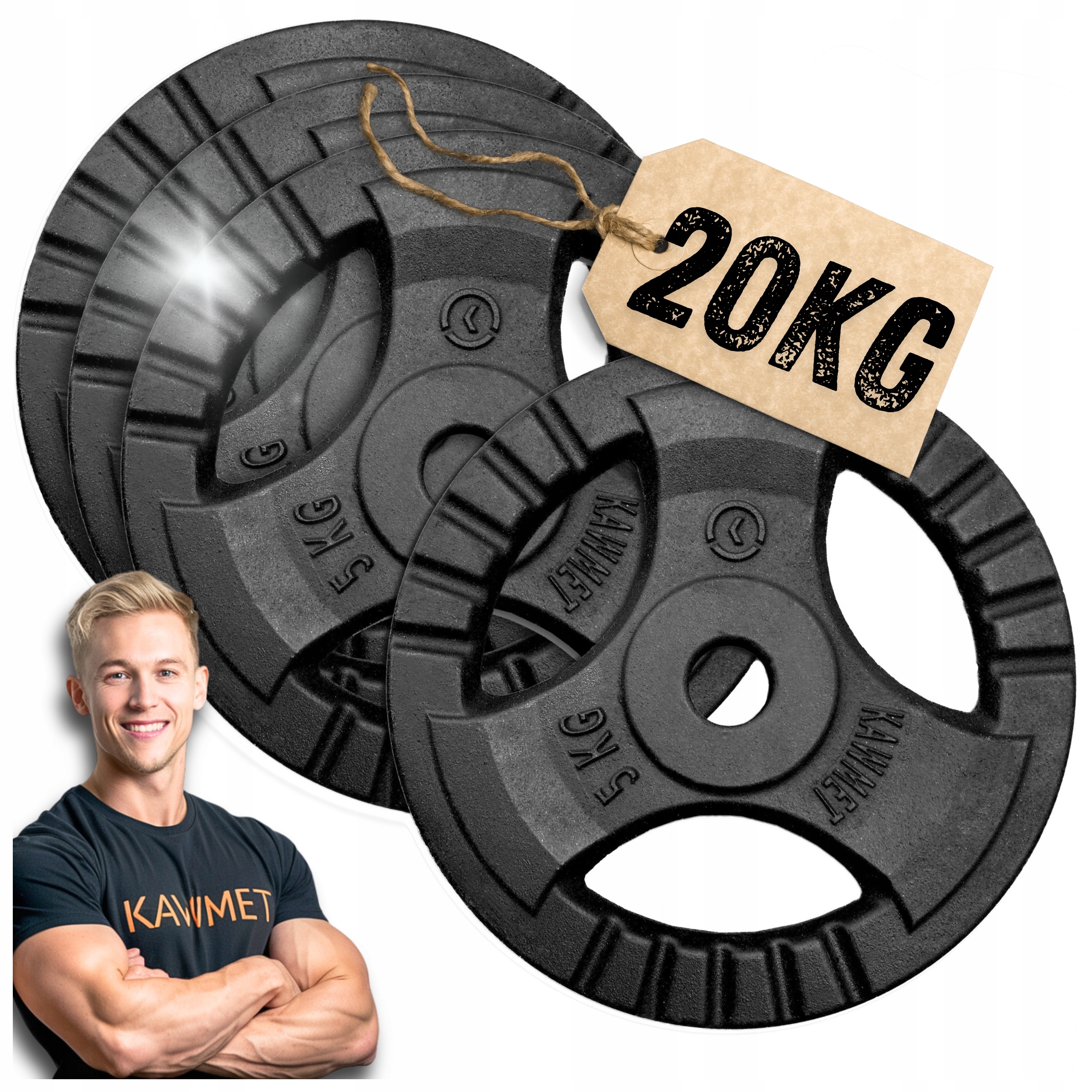 Zestaw 20kg obciążenia żeliwne krążek talerz siłownia fitness 4x5kg 30,5mm