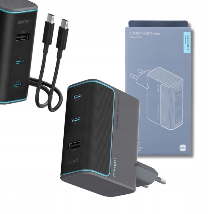 Síťová nabíječka Cuktech CUKAD1003EUG GaN 100W 2 x Usb-c 1 x Usb-a
