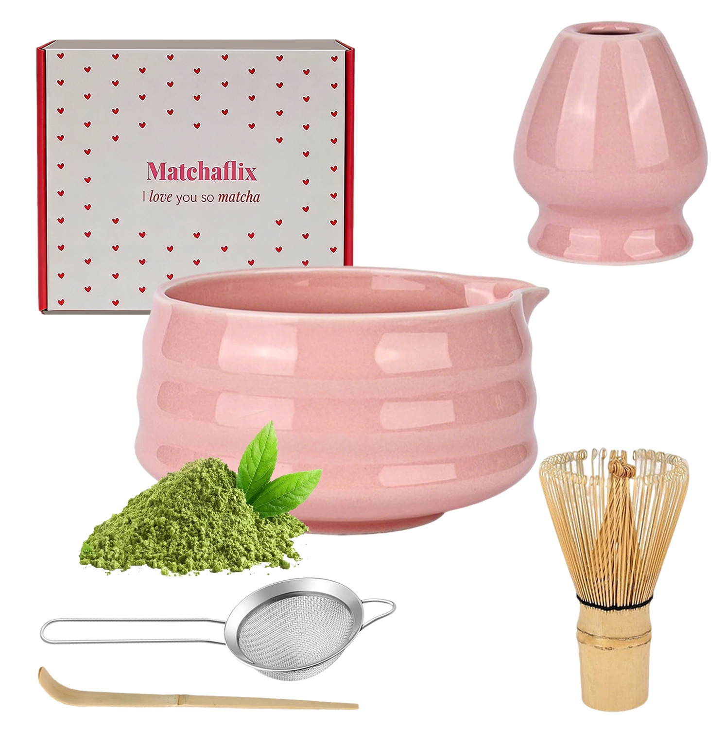 Levně Ceremoniální Sada Pro Matchu Šálek Metla Podstavec Lžička 5 Ks
