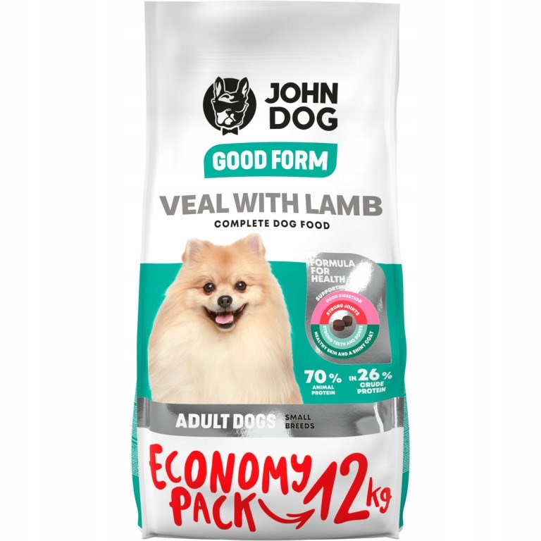 Karma sucha dla psa John Dog Mini Adult cielęcina z jagnięciną 12kg