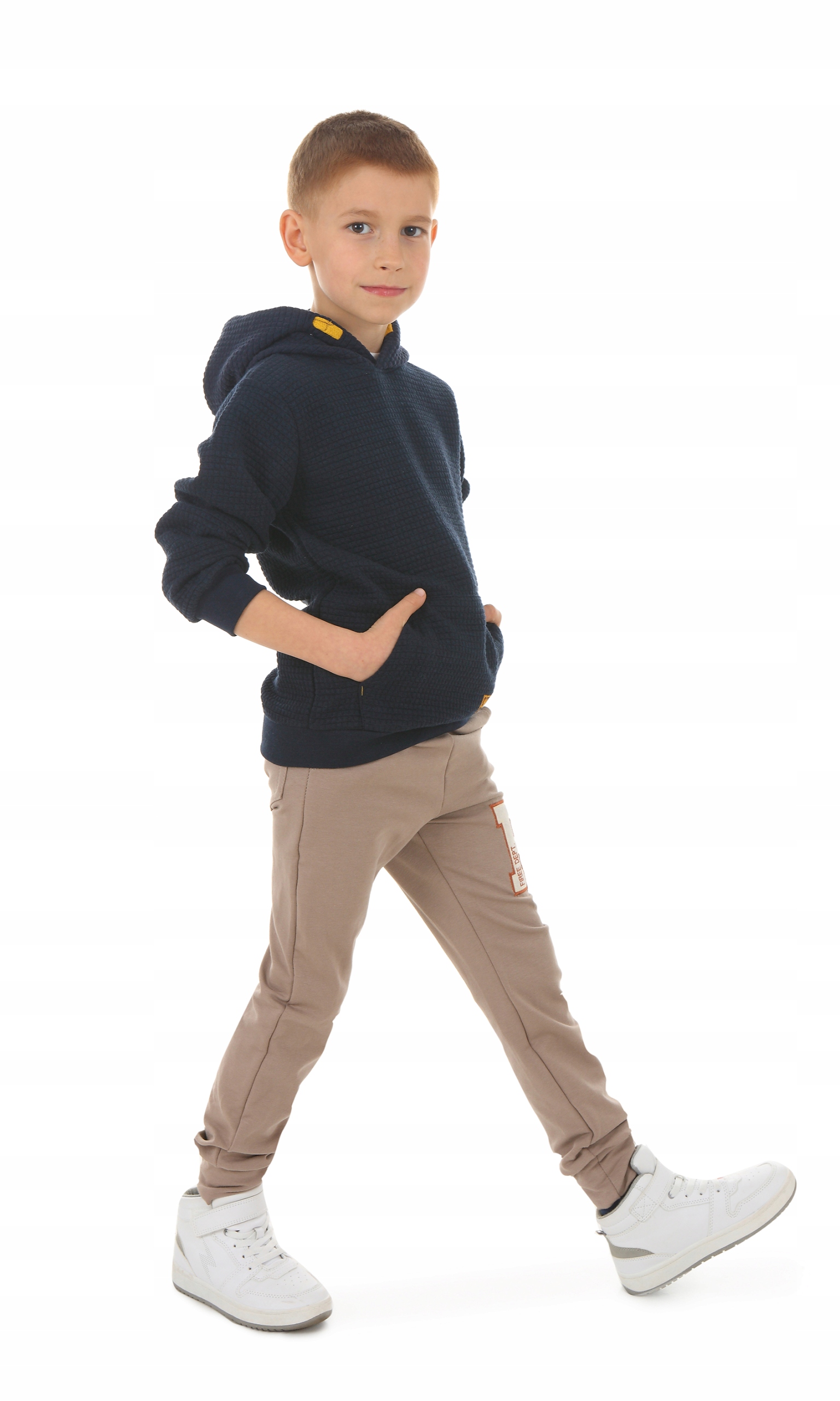 Spodnie dresowe, HAFT - 140 BEŻ Płeć chłopcy