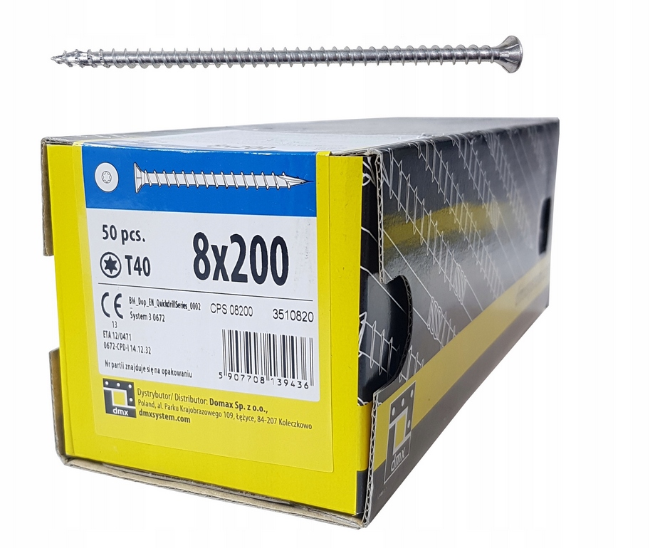 

Wkręt Ciesielski Cps 8x200 Pełny Gwint Łeb Stożek