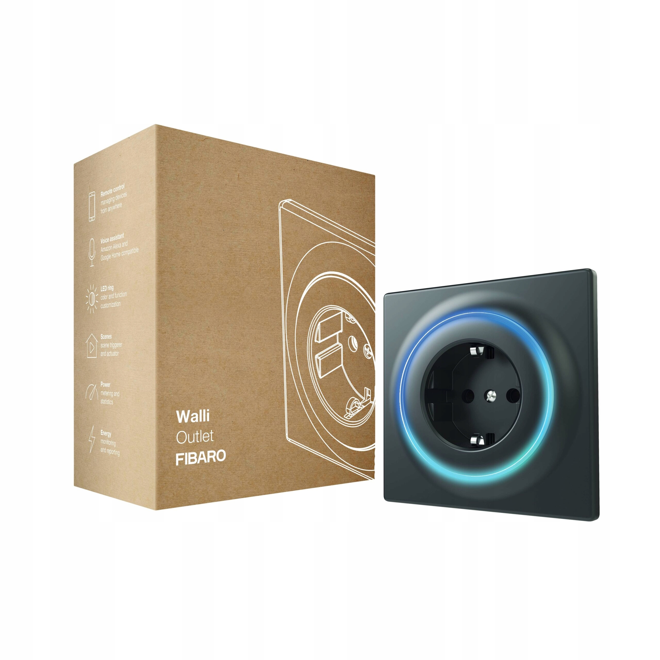 Fibaro Inteligentne gniazdko Walli Outlet Type E FGWOE-011-8 Antracyt