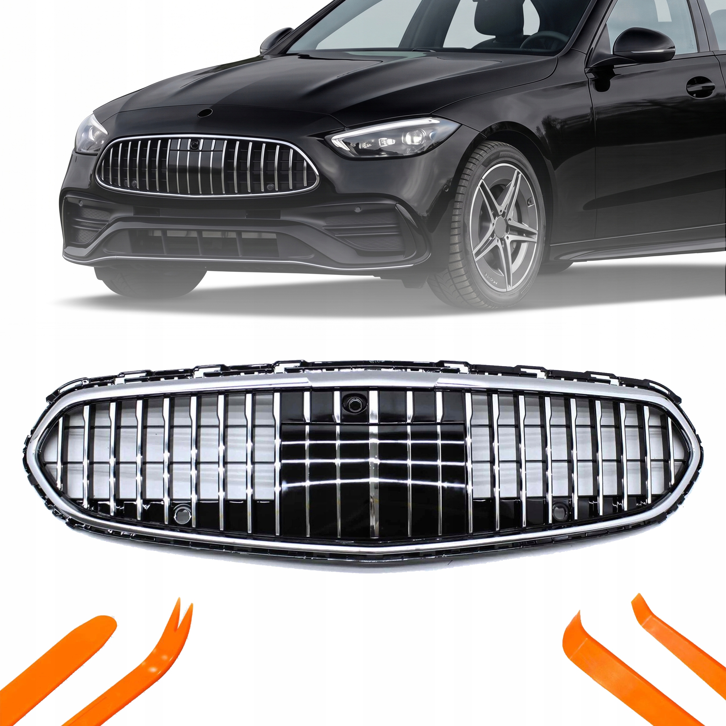 Atrapa Grill Mercedes Db C W206 2022- Stříbrná Maybach Style