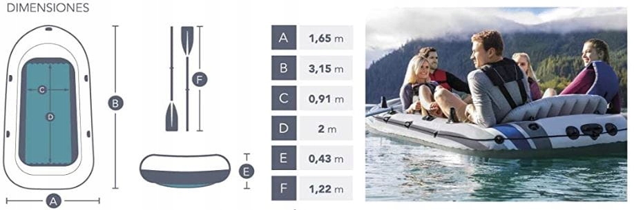 Ponton Excursion 4 osoby wiosła pompka Intex 68324 Model Excursion 4