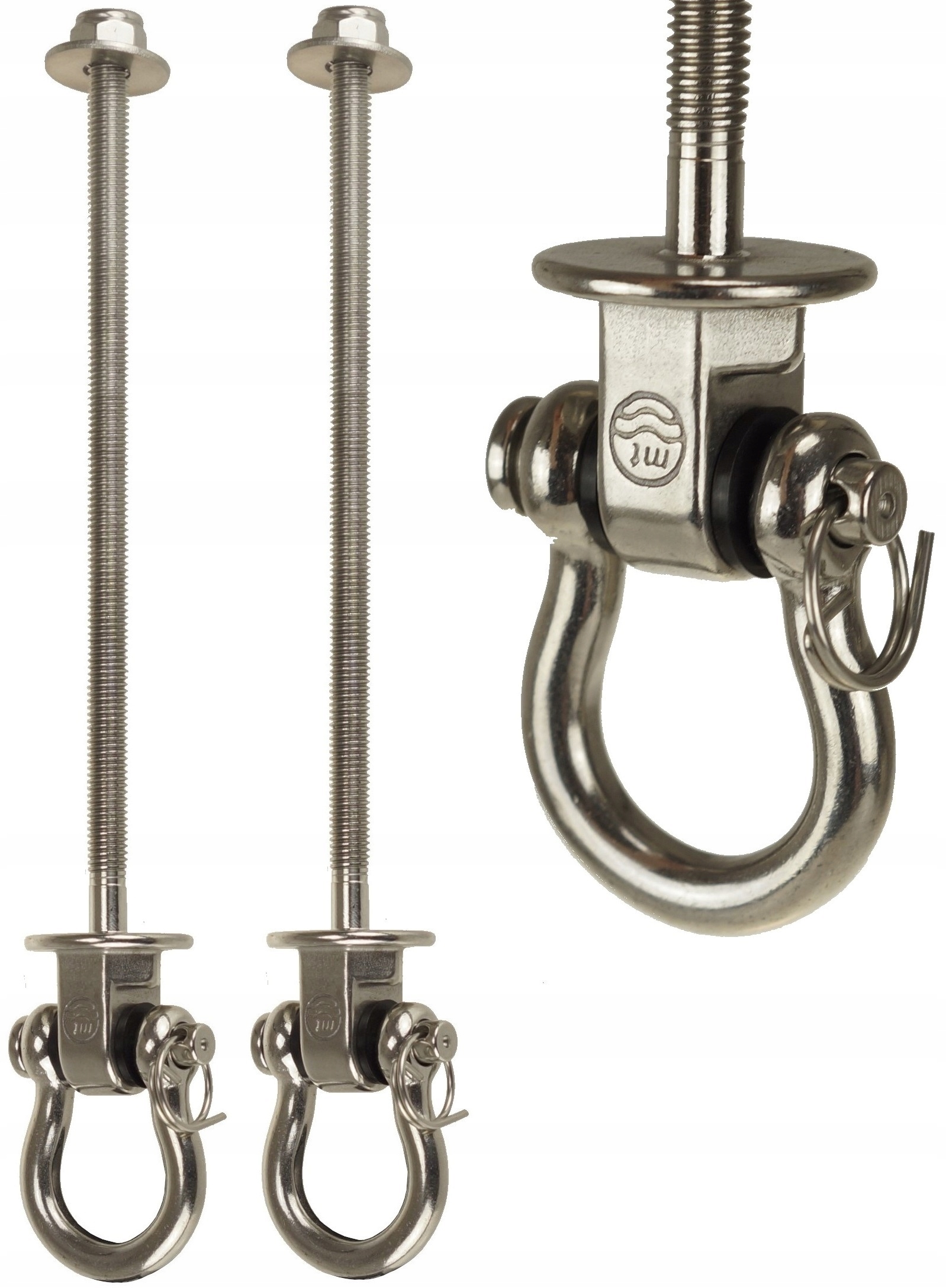 2X Hak Huśtawkowy Nierdzewny Z Szeklą Mocowanie Do Huśtawki Gwint M8x170mm