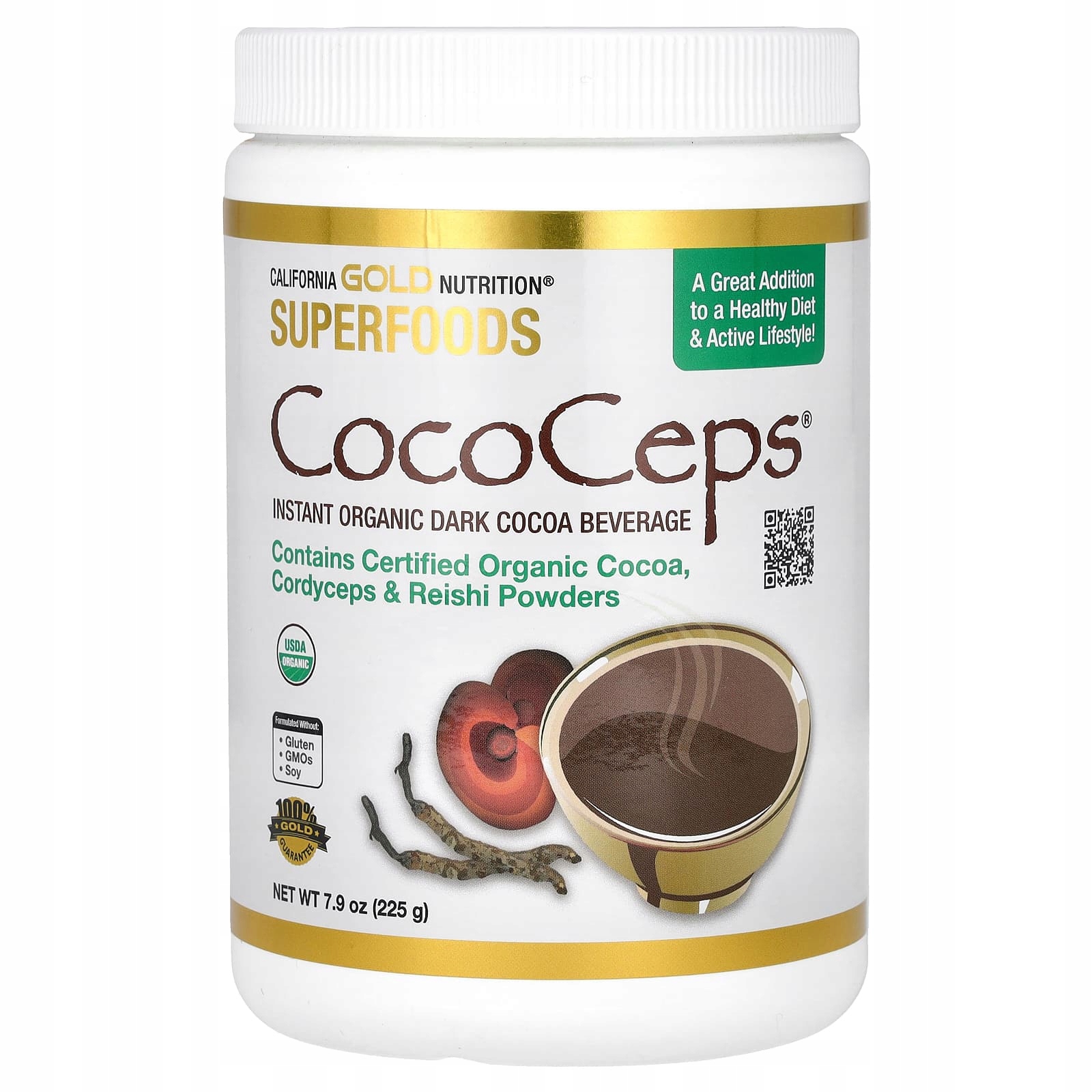 California Gold Nutrition, Superpotraviny, CocoCeps, bio kakao z mačů