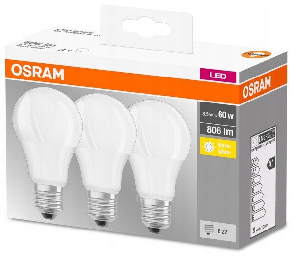 

Żarówki Osram Led E27 8,5W 806lm 230V biały ciepły