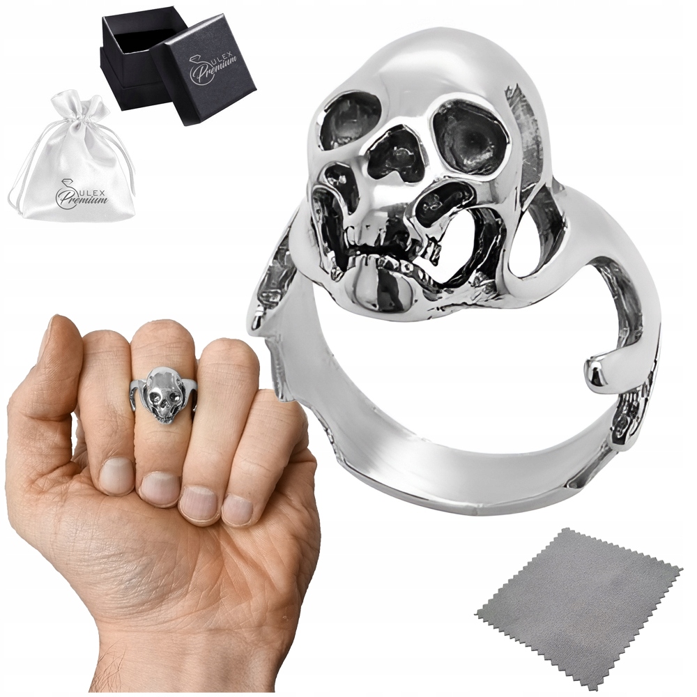 Stříbrný prsten s prstenem pro muže ryzost 925 Lebka s plameny| vel. 27