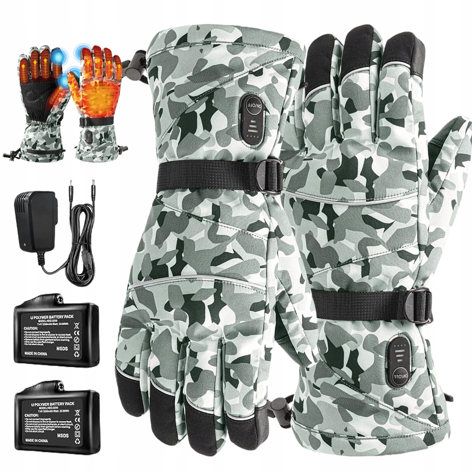 Rękawice Zimowe Podgrzewane Na Baterie Akumulatory Do Jazdy Na Rowerze