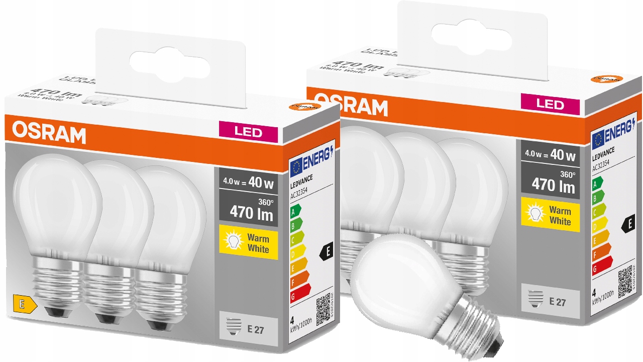 

Osram żarówka kulka Led E27 4W=40W 470lm 2700K x6