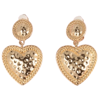 

Klipsy do uszu serduszka złote wiszące