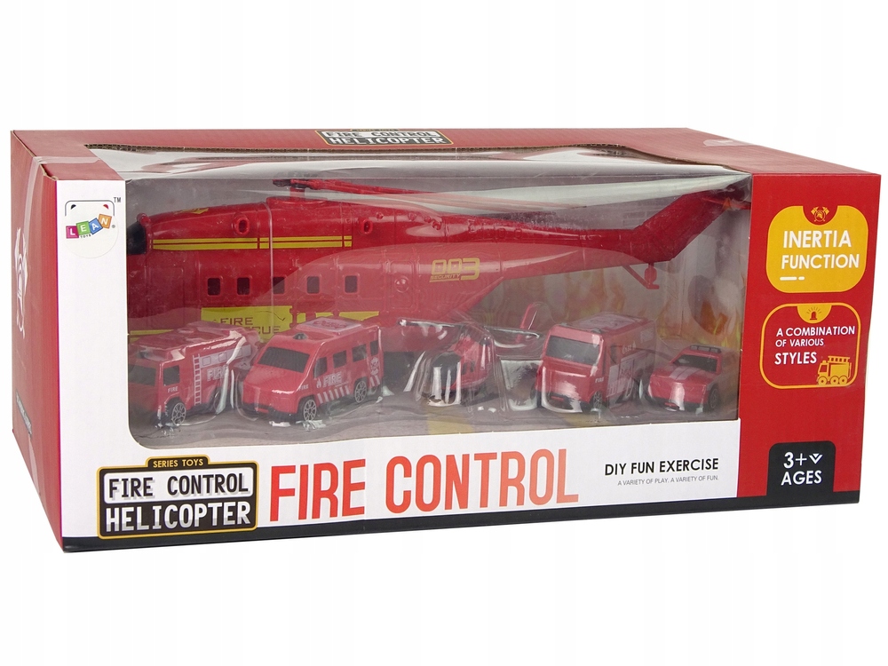 Комплект Транспортных Средств Пожарная Машина Спасательный Вертолет Пол Мальчики Девочки