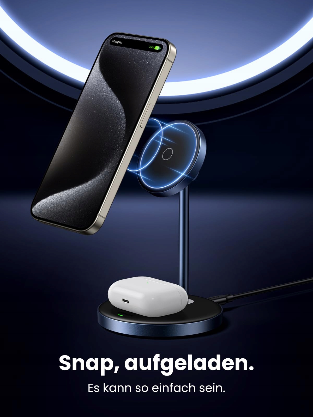 UGREEN MagFlow Stacja Ładowania iPhone Magsafe AirPods Bezprzewodowa — miniatura 2