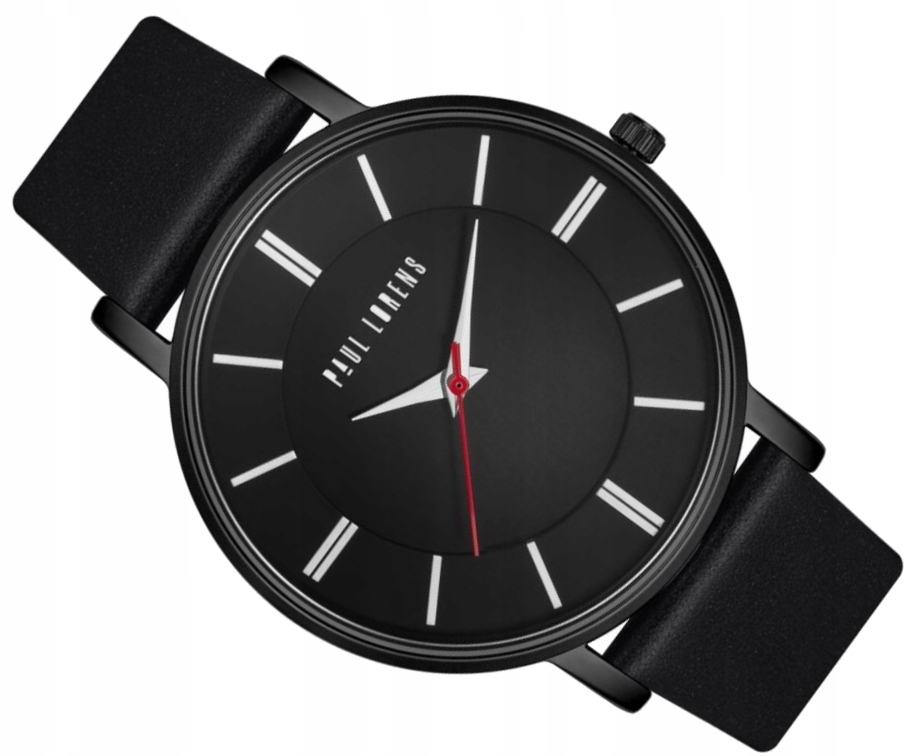 Černé Módní Hodinky Paul Lorens PL10401A-1A3 Pánské S Červenou Sekundou Box