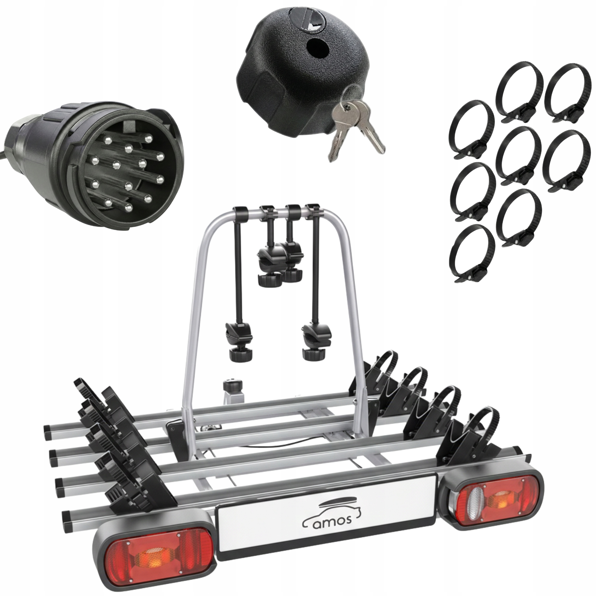 Bagażnik rowerowy platforma na hak 4 rowery AMOS GIRO 4 13PIN uchylny 75 kg