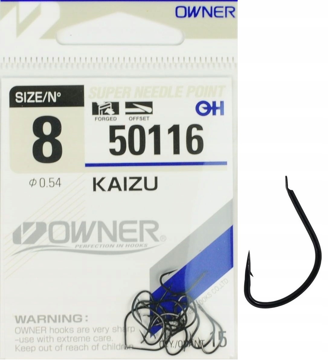 Nr 8 Haczyki Owner Kaizu 50116 Kute Czarne Samozacinające