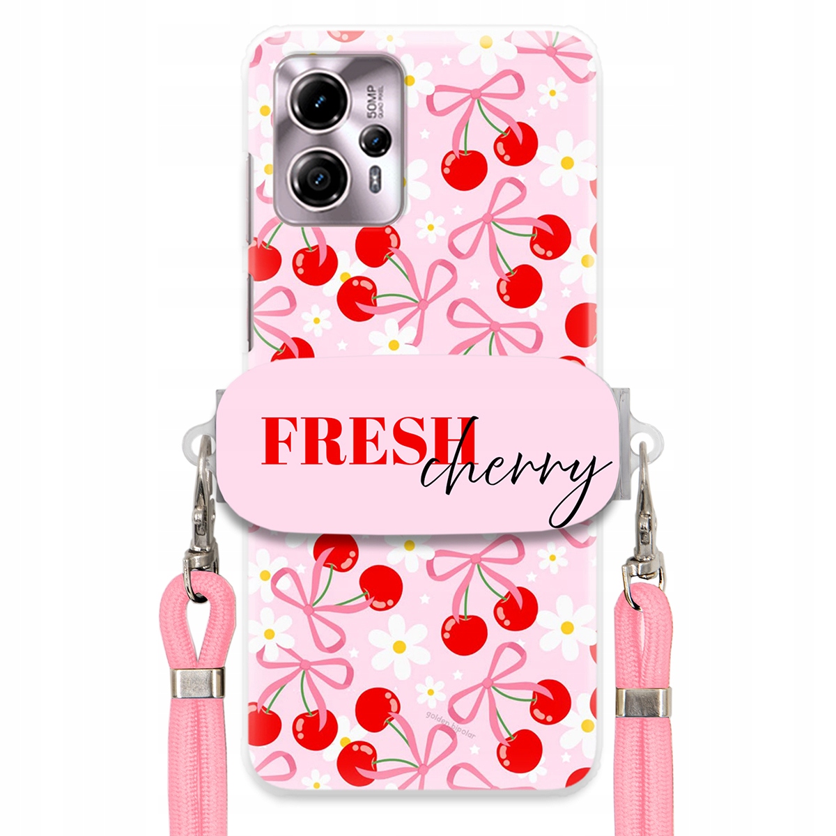 Pouzdro pro Motorola G13 Case Držák Šňůrka Růžová Fresh Cherry Kokardy