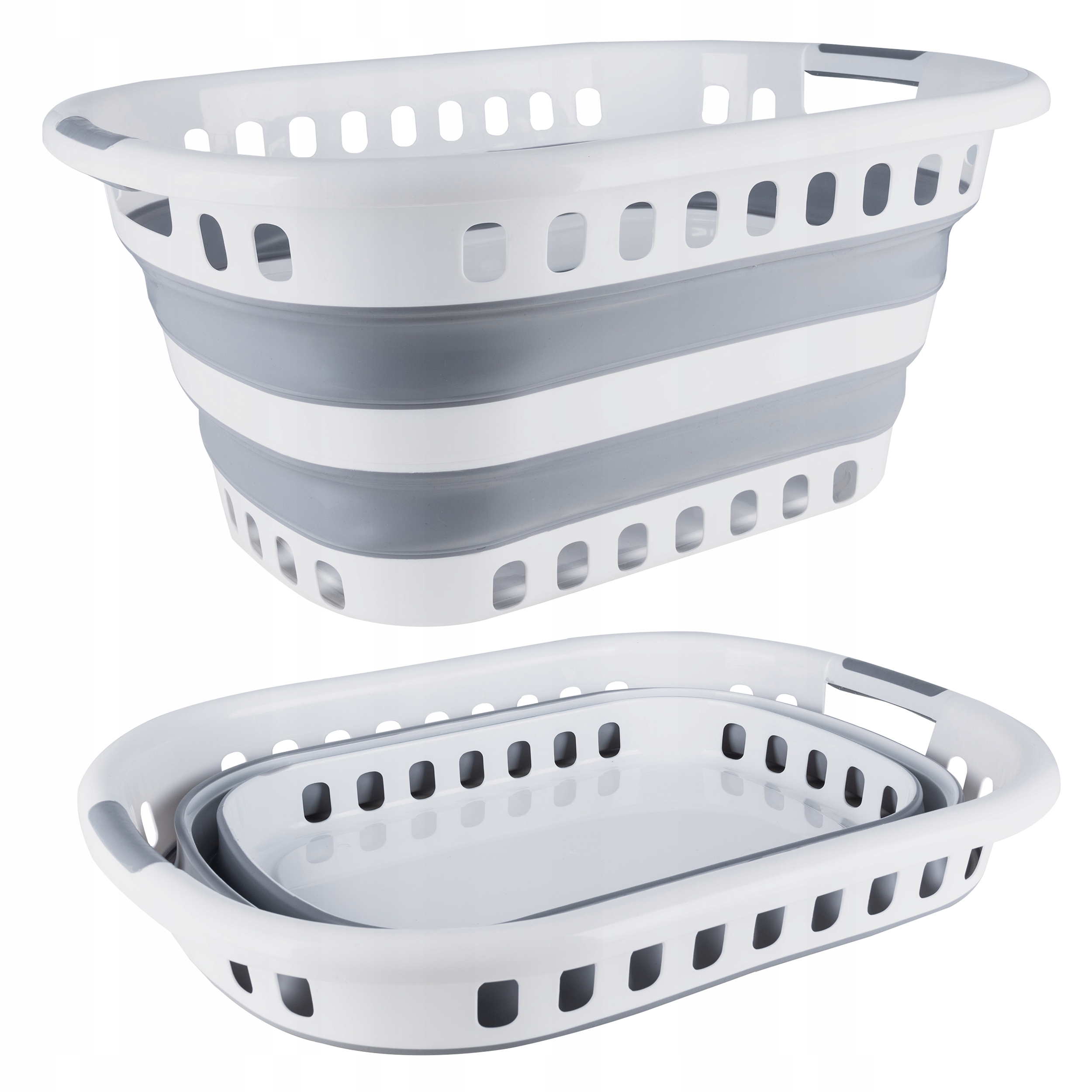 DUŻY KOSZ NA PRANIE MISKA SKŁADANA SILIKONOWA Cechy dodatkowe uchwyty