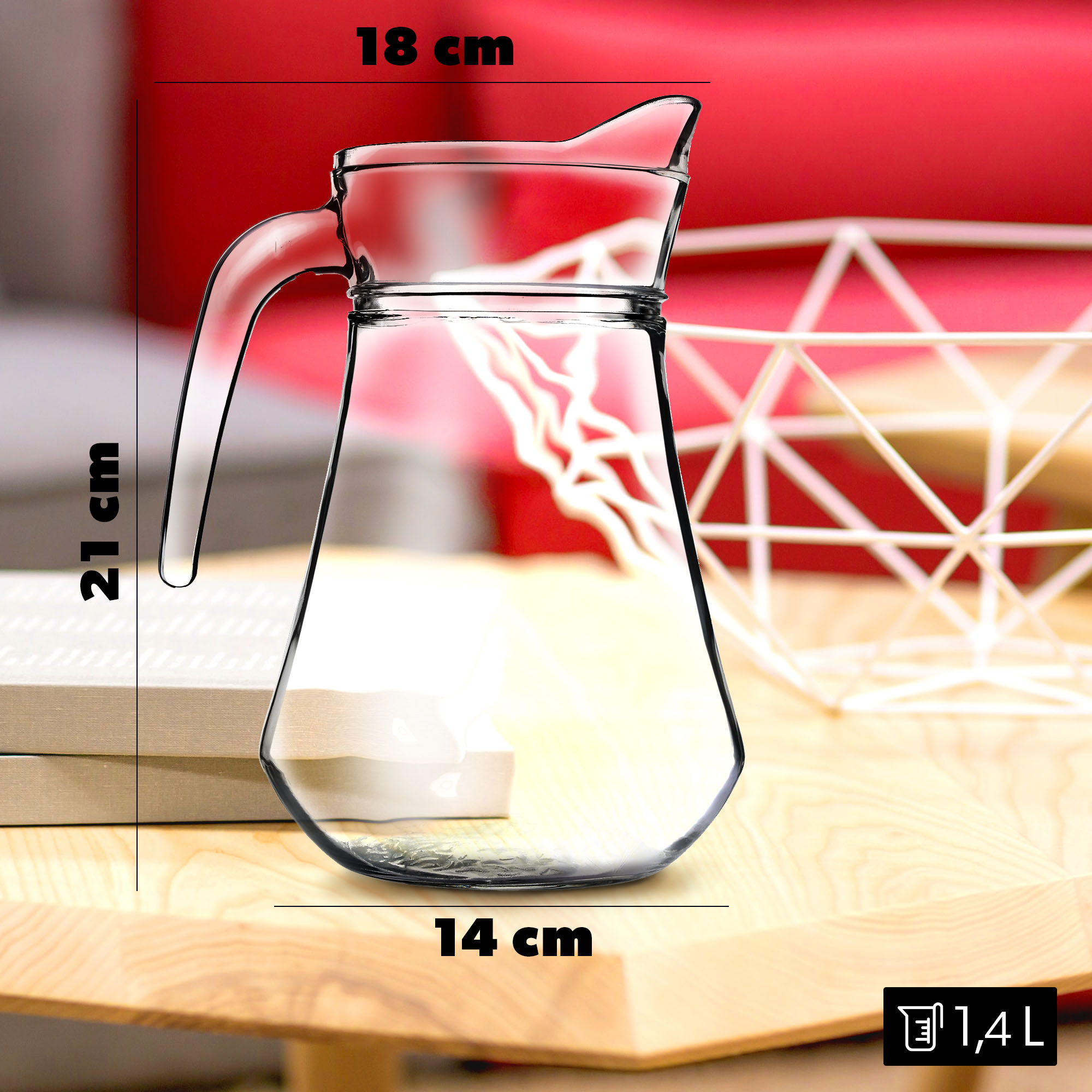 DZBANEK SZKLANY KARAFKA NA WODĘ SOK LEMONIADĘ DO NAPOJÓW WODY 1,4L Marka Kadax