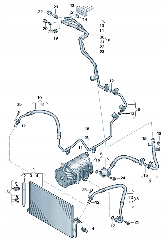 USZCZELKI O-RINGi KLIMATYZACJI VW CRAFTER KOMPLET