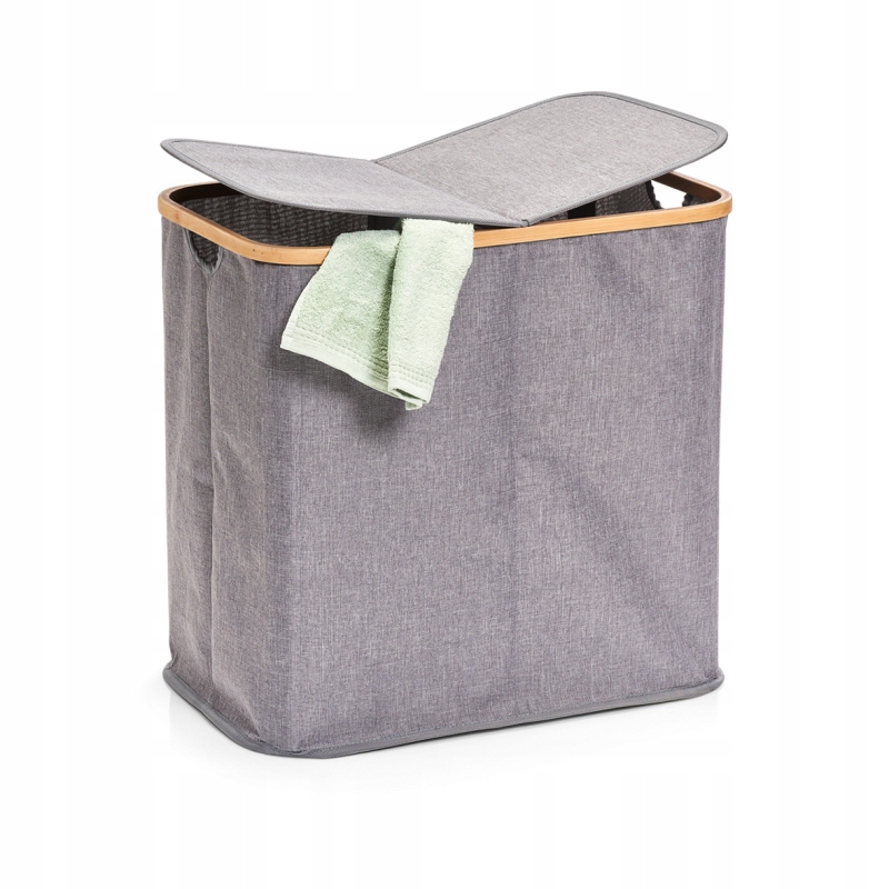 Zeller Triediaci kôš sivý, polyester, bambus 53,4x33x50cm
