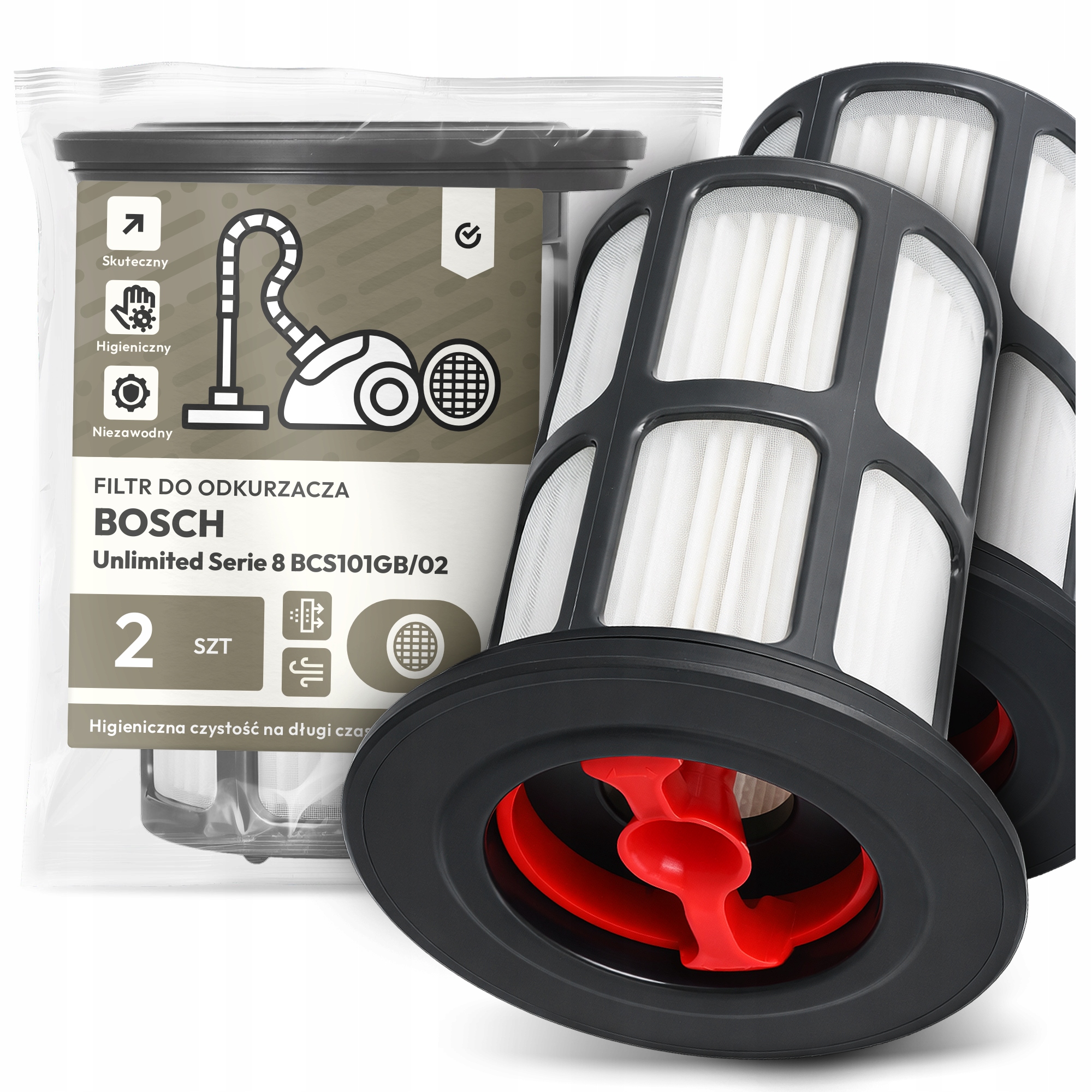2x Filtr Do Vysavače Bosch Unlimited Serie 8 BCS101GB/02 Hepa Filtry Em-w